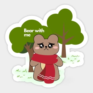Cute Bear with me forest green garden illustration Sticker